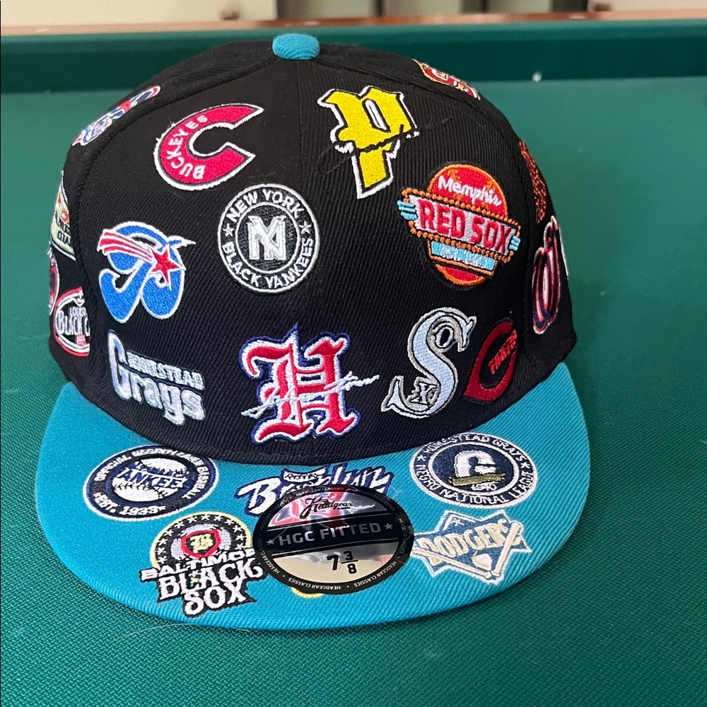 Black & Teal Patch Baseball Cap - Multiteam Logo Design